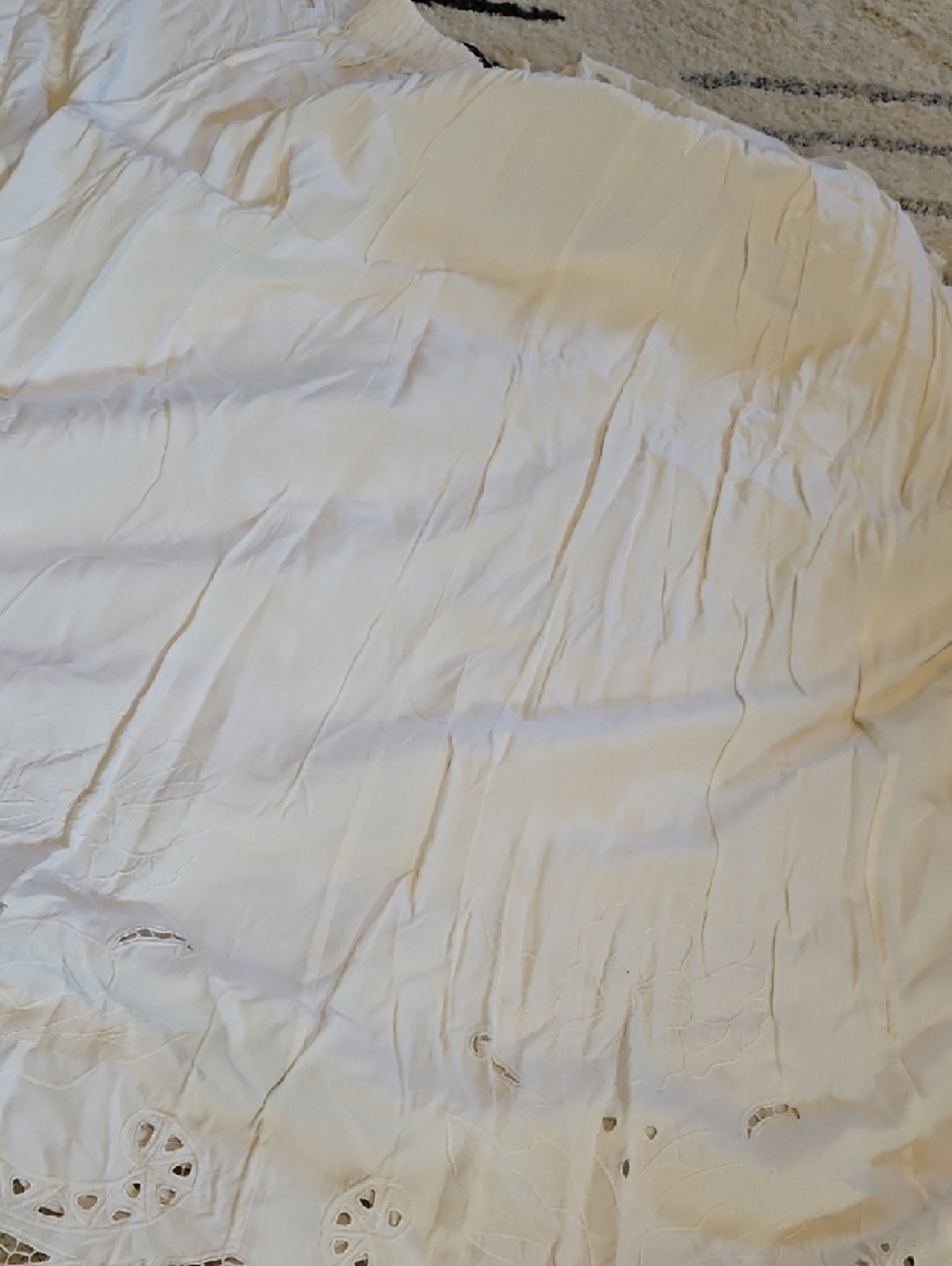 White Eyelet Summer Blouse with Scallop Trim And Matching Skirt - Picture 7 of 7